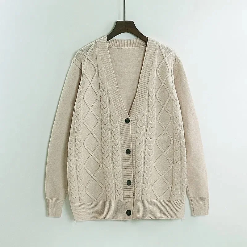 

Spring 2023 New Sweater Cardigan Women's Short Shawl Jacket V-Neck Loose Twist Sweater Jacket Wool Knit Jacket Mother Outwear