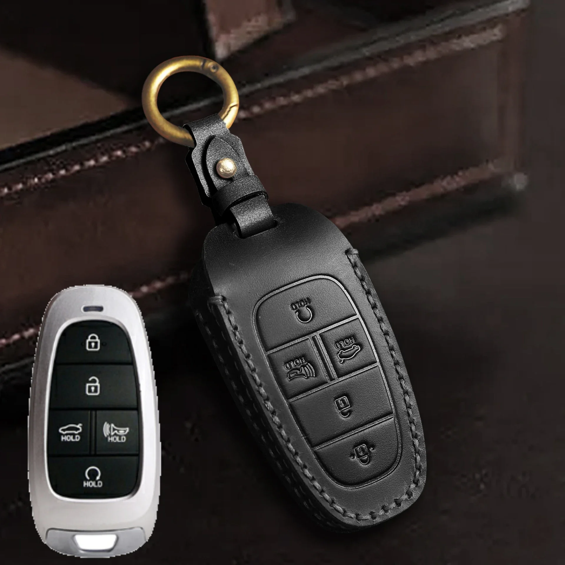 Кожаный чехол для автомобильного ключа для Hyundai Tucson 2021 Solaris Sonata Hybrid NEXO NX4 Santafe Dn8 2020, автомобильные аксессуары, держатель