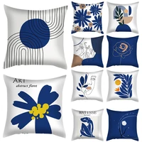 45x45cm chshion cover blue tone style printed square pillowcase for home car bedroom living room sofa waist cushion cover