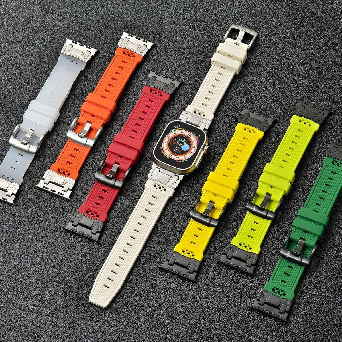 Силиконовый ремешок для Apple Watch Band 49 мм 45 44 42 металлический разъем спортивный