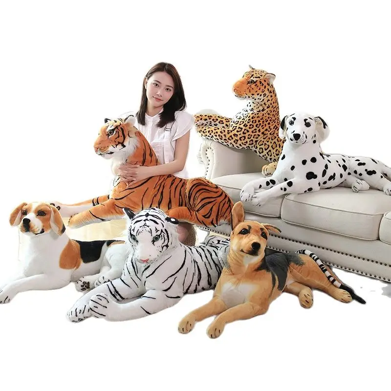 

30-120CM Giant Size Tiger Collie Dog Peluche Toys Real Life Forest Animal Plush Pillow Girls Boys Nice Birthday Gift
