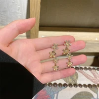 korean micro inlaid zircon fresh flower earrings for women elegant exaggerated personality exquisite temperament jewelry gifts