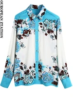pailete women 2022 fashion flowing floral print shirts vintage long sleeve button up female blouses blusas chic tops