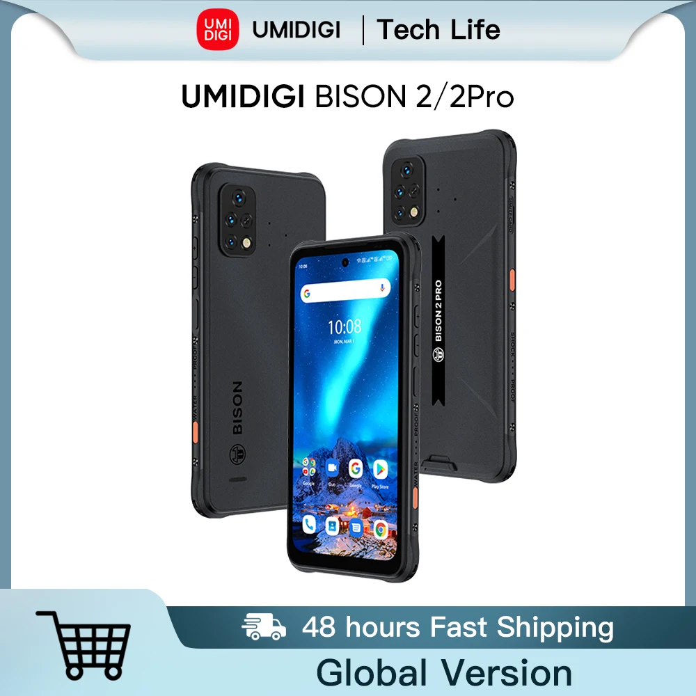 In Stock UMIDIGI Bison 2 Phone Bison 2 Pro Rugged Smartphone 128GB 256GB Helio P90 6.5'' FHD+ 48MP Triple Camera 6150mAh