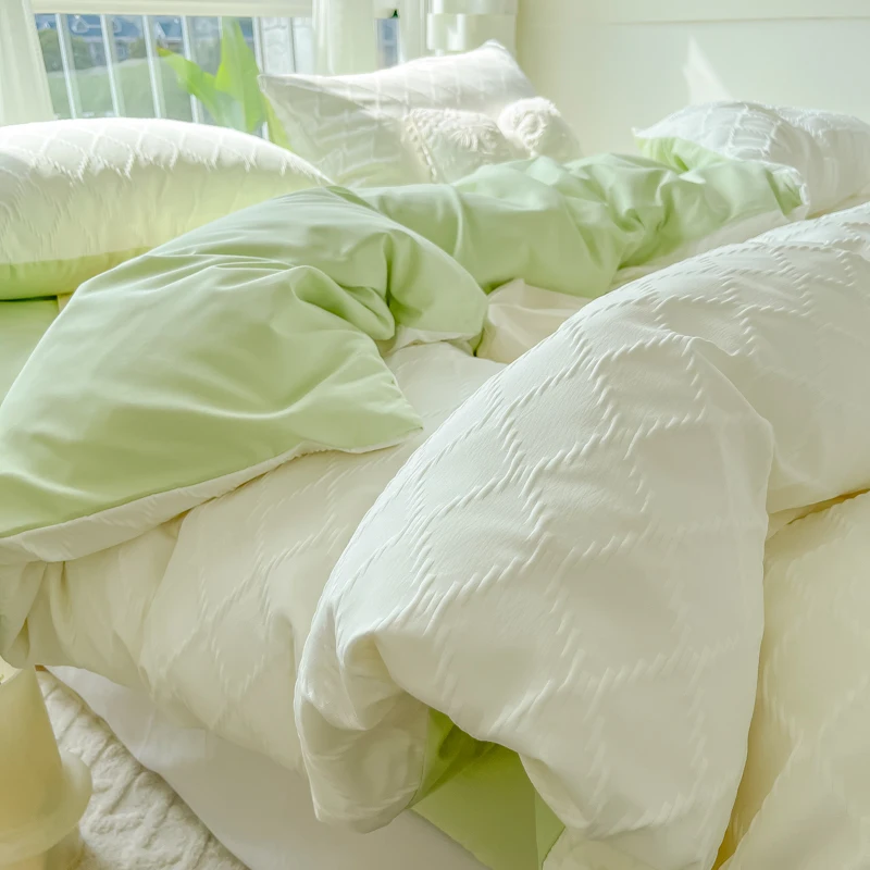 

Diamond Lattice Duvet Cover One-Piece Single Bed Sheet Quilt Cover Three-Piece Ice Silk Quilt Cover 150x200