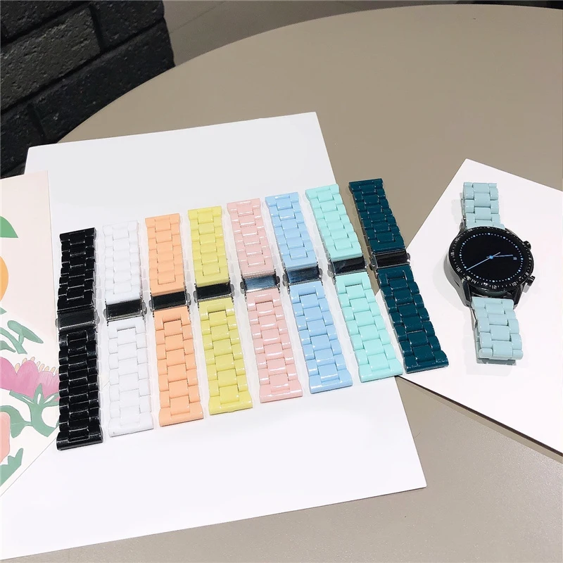 

Ремешок пластиковый для Samsung Galaxy Watch Active 2, однотонный быстросъемный браслет для смарт-часов Amazfit, 22 мм 20 мм