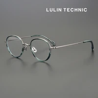 ultralight glasses frame titanium men round prescription eyeglasses vintage style acetate women optical korean eyewear