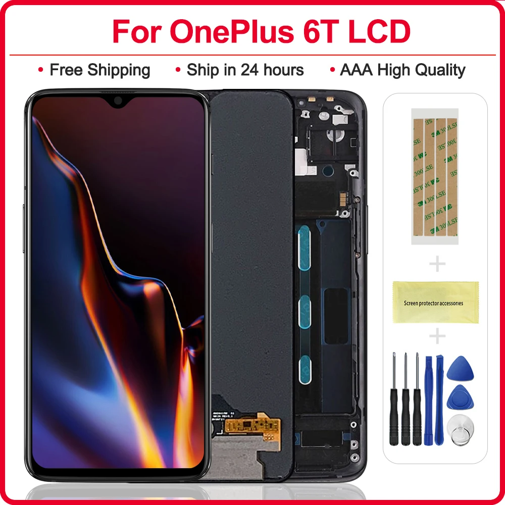 

6.41" Original For OnePlus 6T 1+6T LCD Display Touch Screen Digitizer Assembly For One Plus 6T A6010 A6013 with Fr