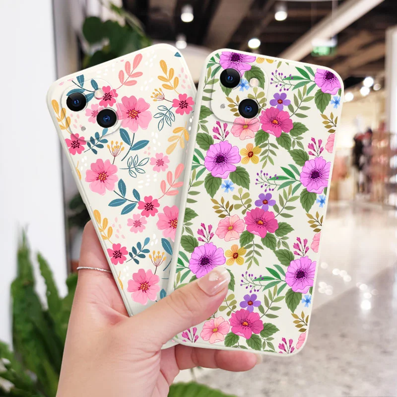 Весенний чехол для телефона с узором iPhone 16 16e 15 14 13 12 11 X XR XS Plus Pro Max мини-силиконовый