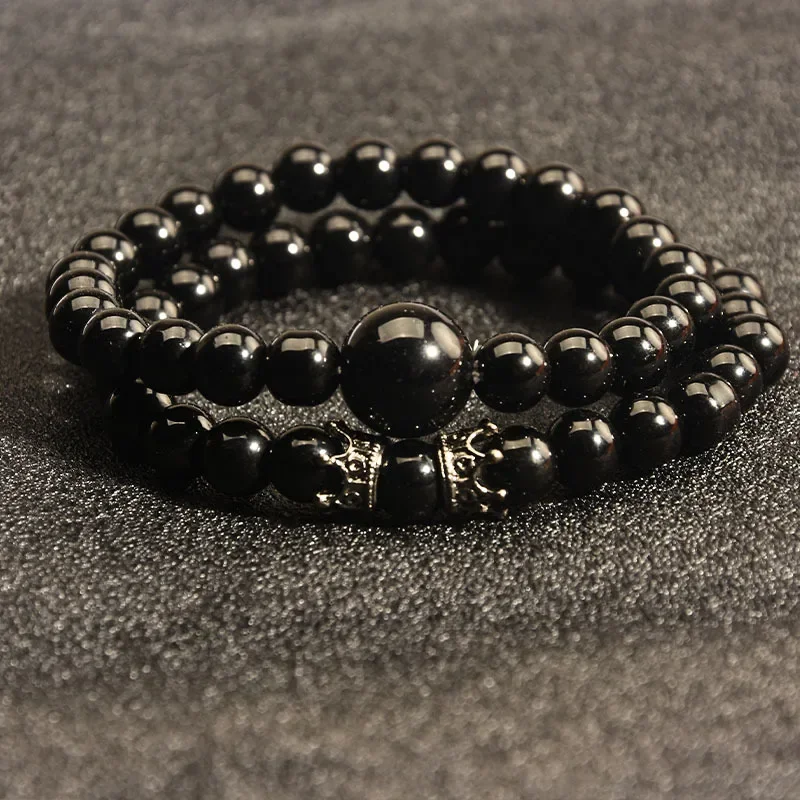 Браслет из бисера с короной и драгоценными камнями для мужчин природный топаз