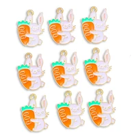 20pcs 2518mm cute carrot rabbit enamel color alloy pendant for necklace earrings making animal charms diy jewelry findings