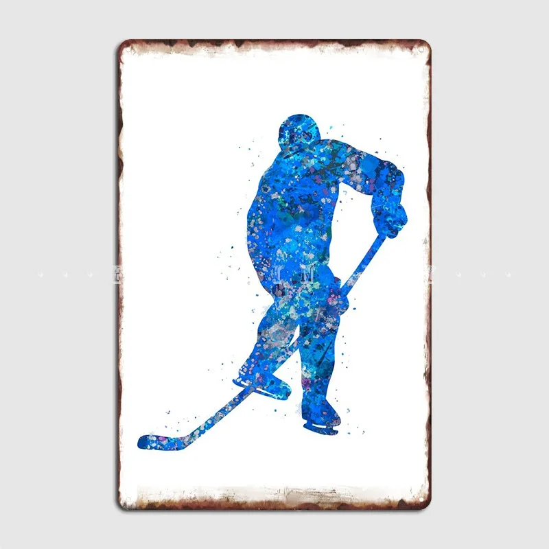 

Ice Hockey Player Blue Art Metal Sign Club Club Bar Garage Decoration Design Tin Sign Poster