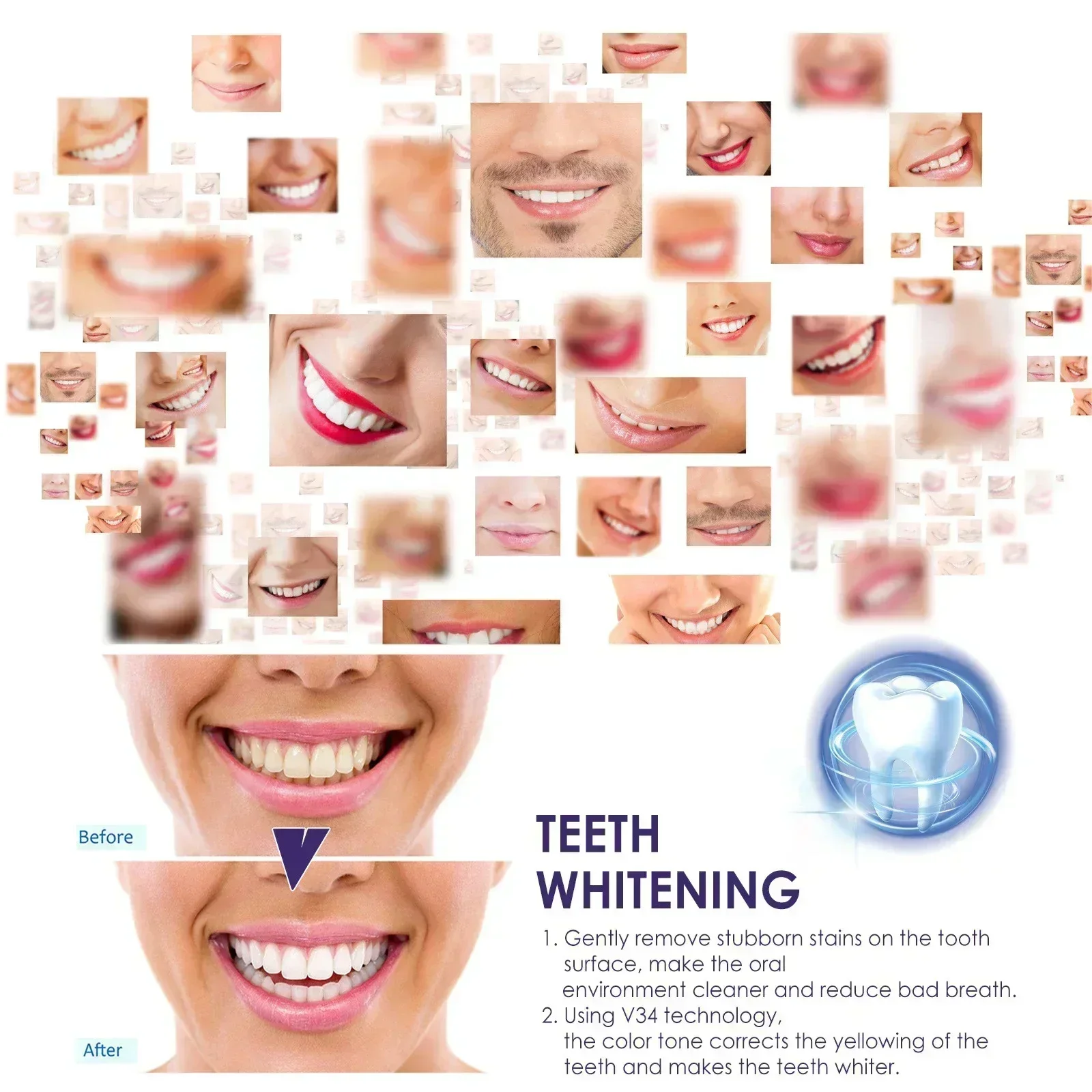 Эссенция для отбеливания зубов V34 сыворотка ухода за зубами удаления зубного