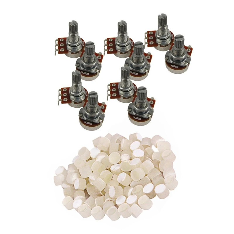 

110 Pcs Accessories: 10 Pcs Guitar Small Size Pots B500K Potentiometers & 100Pcs Guitar Fingerboard Inlay Neck Side Dot