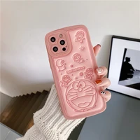 luxury cartoon doraemon smile shockproof phone pink case for iphone 13 12 11 pro max 7 8 plus xs x xr japan anime kawaii cover