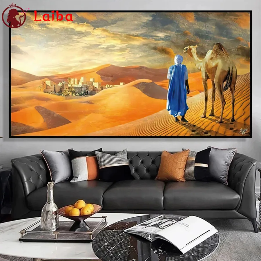 

5D DIY Diamond Embroidery Oriental Tuareg In The Desert Landscape Cross Stitch Diamond Mosaic Art Painting Needlework Handicraft