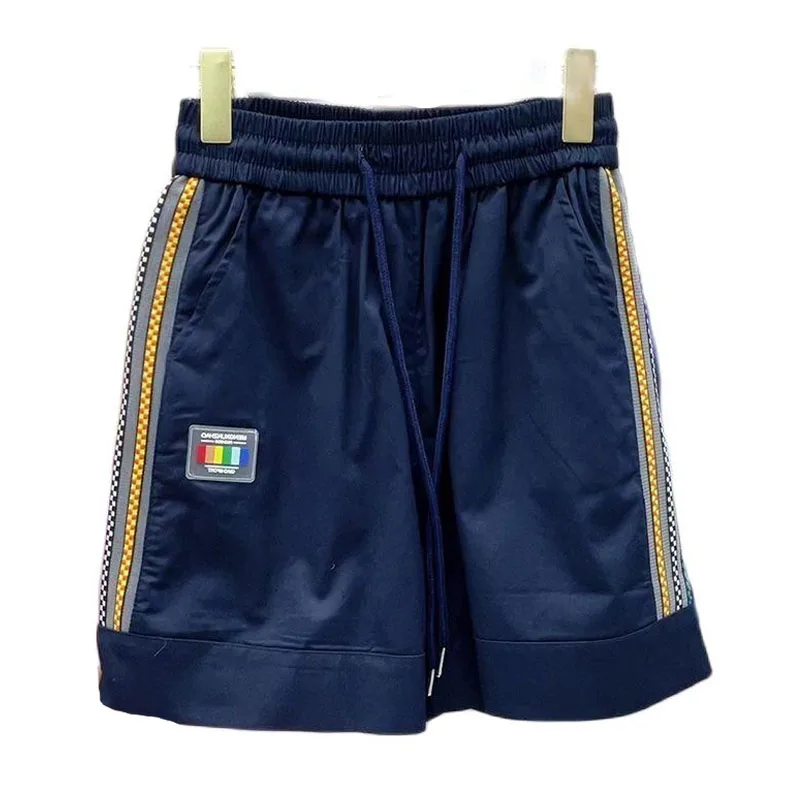 Female Loose Solid Color Casual Sporty Shorts Summer New Fashion Drawstring Elastic High Waist Spliced Pants Women's Clothing