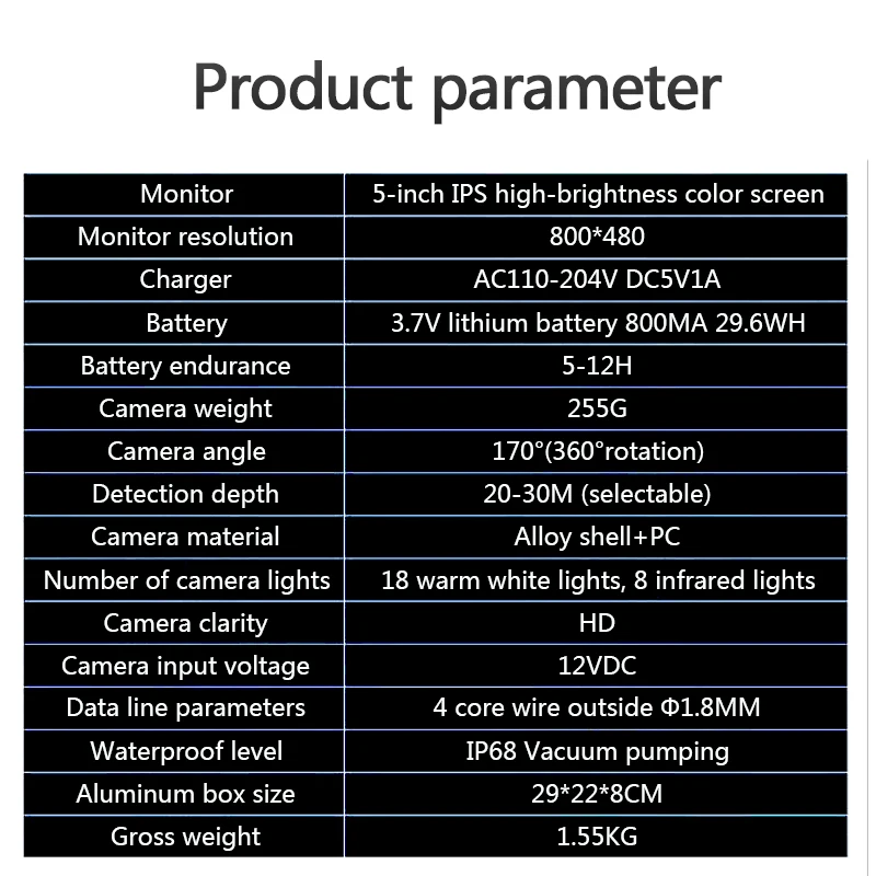 Fish finder camera 360-degree rotation underwater automatic upright tumbler library fishing raft ice |