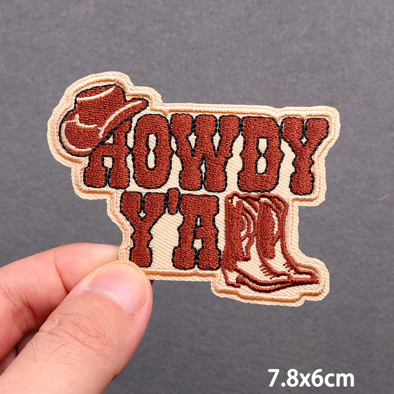 Фото Western Cowboy Boots Patch Iron On Embroidery Patches For Clothing Thermoadhesive Patches On Clothes Stripe Badge Stickers Decor №2
