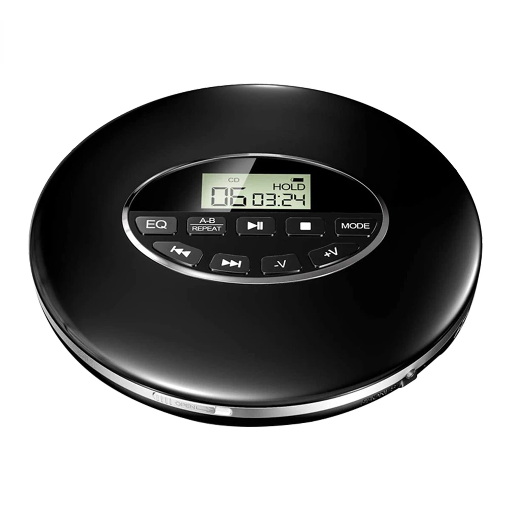 LCD Display Compact 3.5mm Jack Music Anti Skip Car USB AUX Portable CD Player Small Support TF Card Round Battery Powered