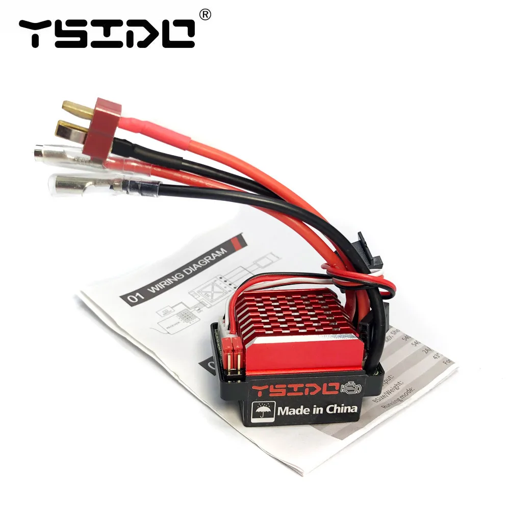 

YSIDO WaterProof 60A Brushed ESC Electric Speed Controller 6V/2A BEC for 1/10 RC Car Traxxas TRX4 TRX6 D90 HSP Redcat 4WD Truck