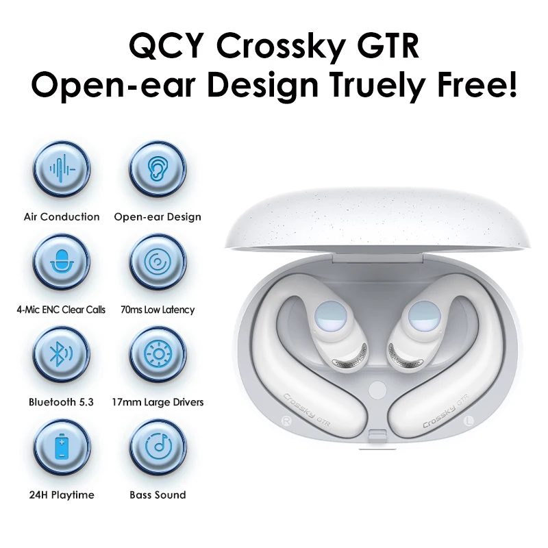 

QCY Crossky GTR Bluetooth 5.3 Earphones Wireless Headphones 4 Mic ENC Noise Reduction Earhooks Waterproof Sports Earbuds