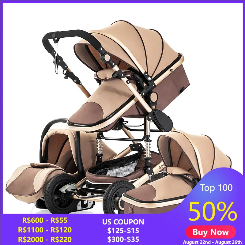 3 in 1 baby stroller Luxury High Landscape baby pram portable baby pushchair multifunctional Newborn Carriage double faced