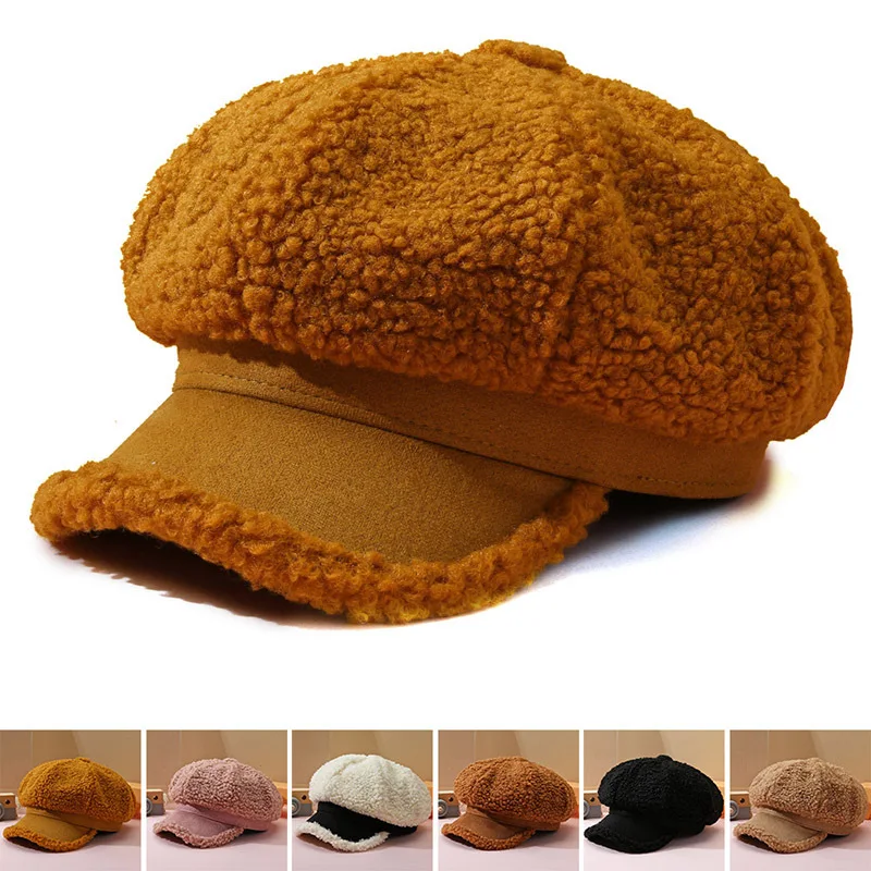 

Женский берет из овечьей шерсти, двухцветный женский берет, сезон осень-зима, кепка газетчика, винтажная эластичная Кепка с козырьком, кепка...