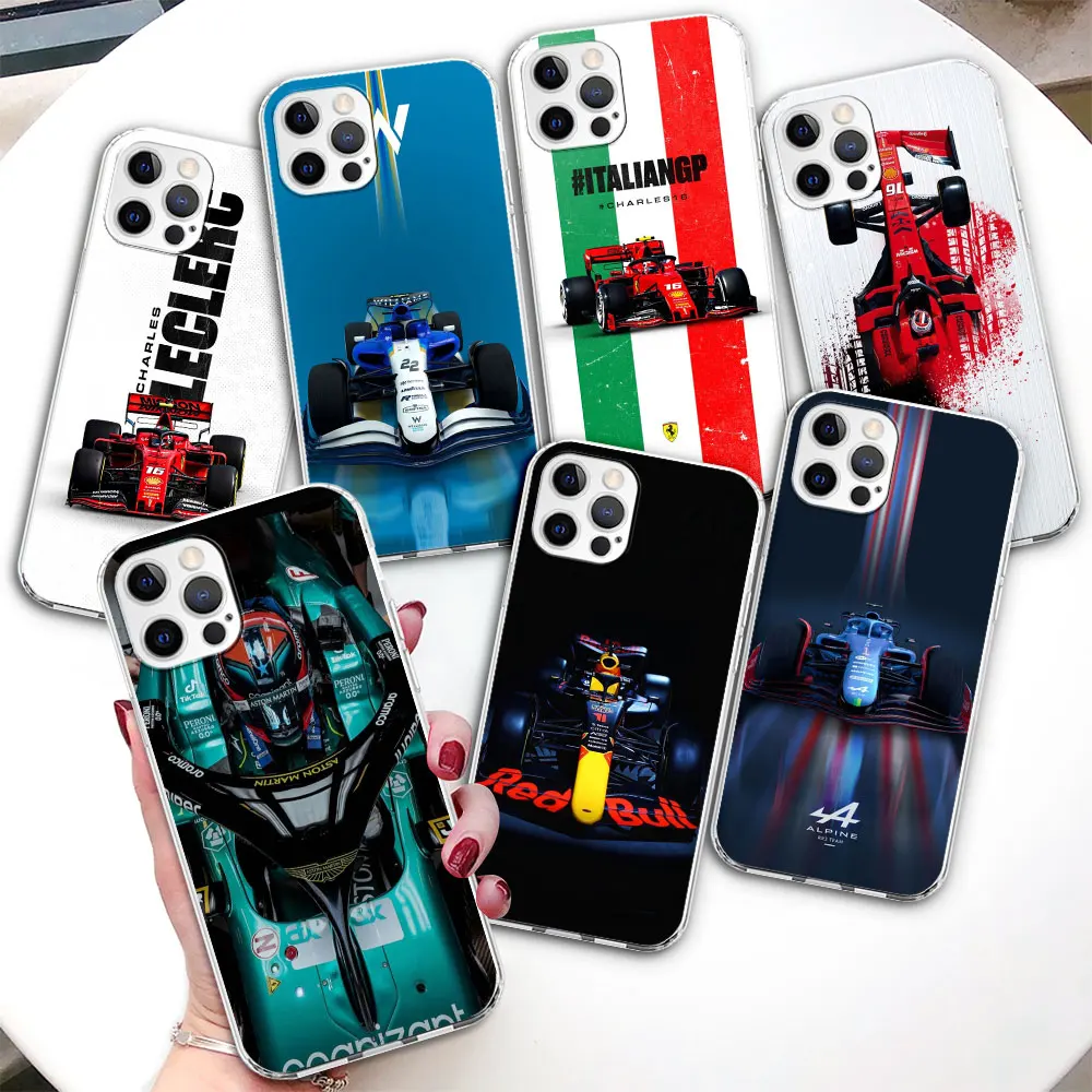 

Прозрачный чехол для телефона iPhone 14 13 12 Mini 11 Pro Max XR XS 7 8X6 6s Plus SE 2020, мягкий чехол из ТПУ F1, спортивный автомобиль