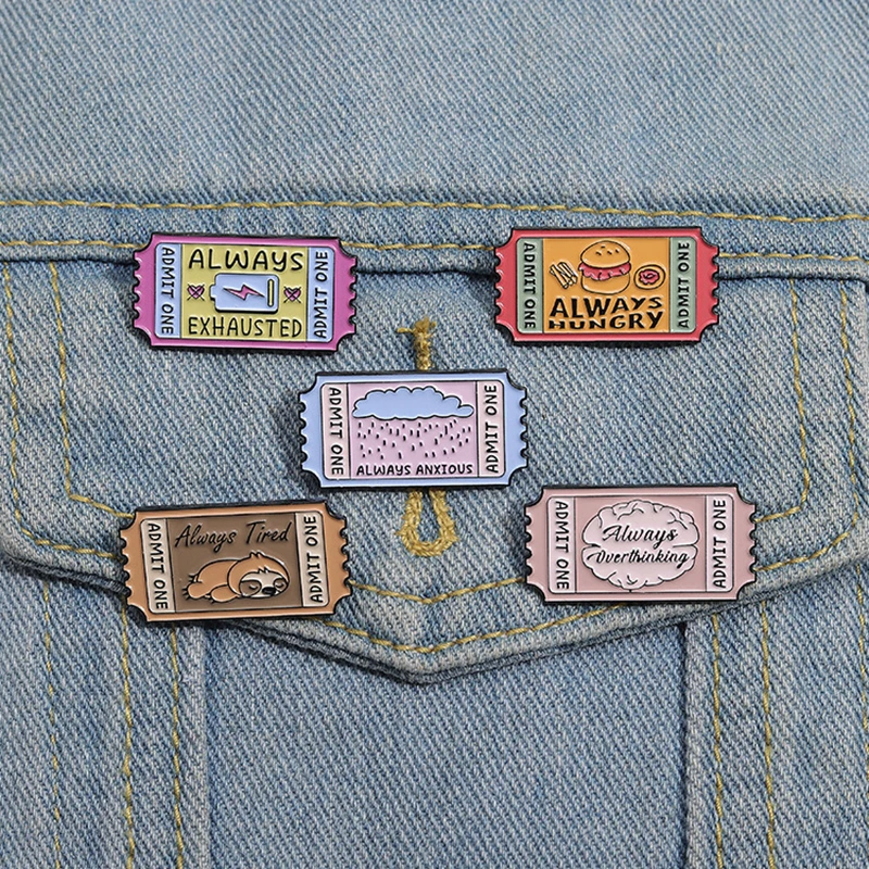 Креативный штамп эмалированная брошь молния батарея облако всегда усталый