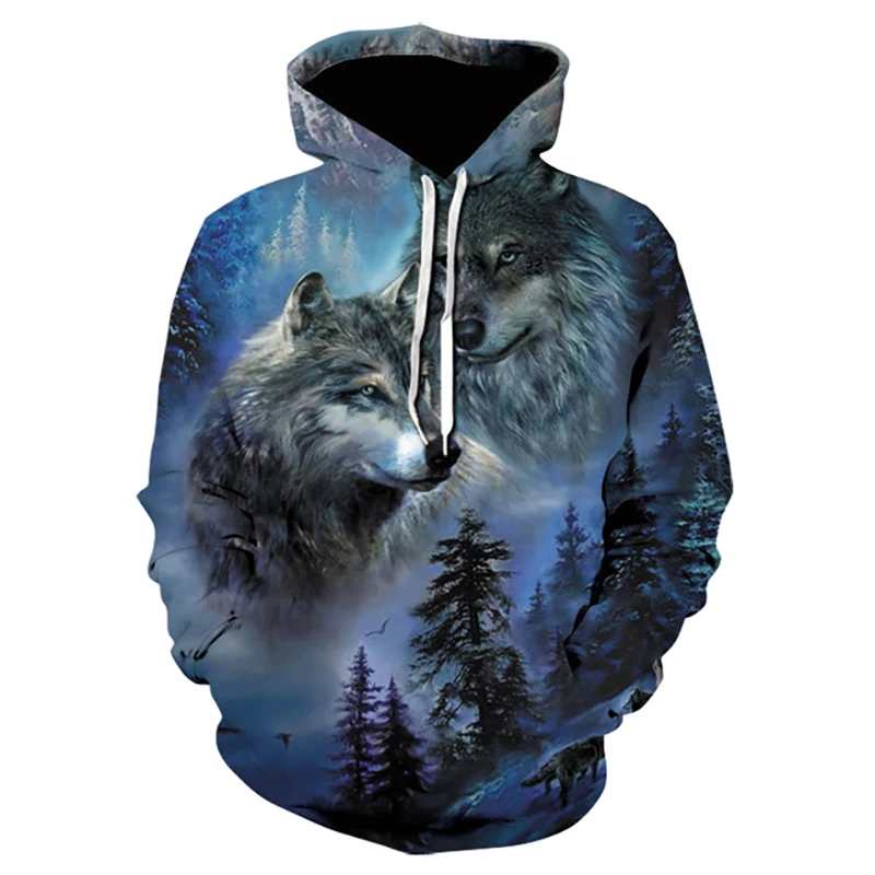 

2021 new domineering cold and fierce handsome wild wolf print casual style hoodie 3D printing men's and women's children's pullo