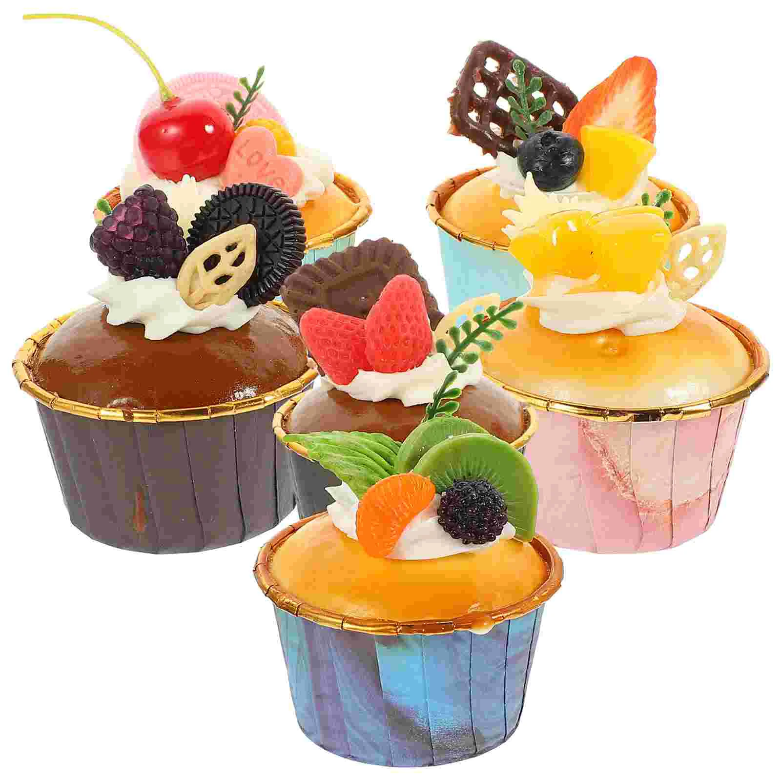 

6 Pcs Simulated Food Cake Model Slice Models Artificial Home Decors Accents Simulation Cakes Tabletop Delicate Dessert Lovely