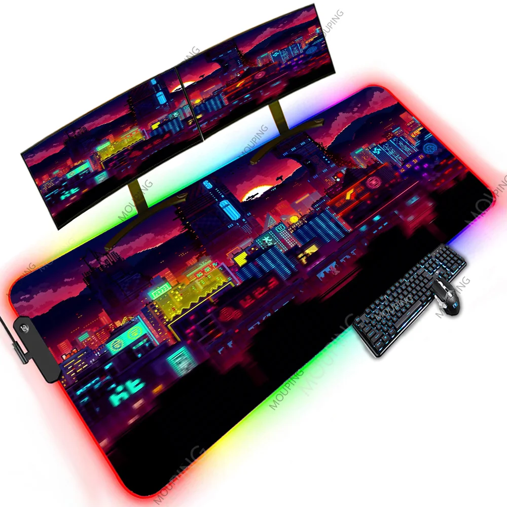 

Anime Girl Neon Night Special Design Accessories for Pc Gamer Gaming Offices Oversize Mouse Pad 120X50 XXXXL LED RGB Backlit Mat