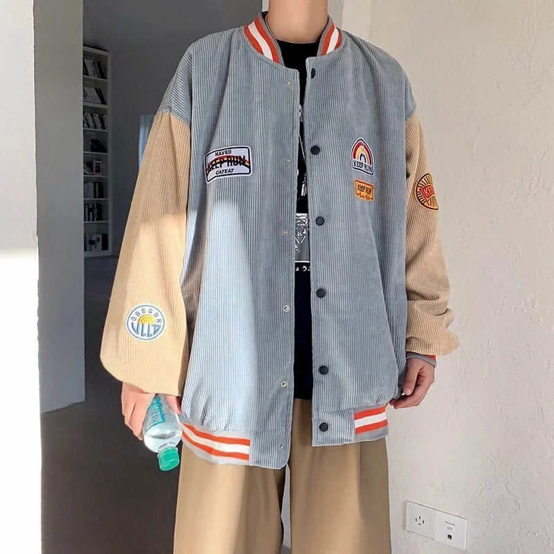 

Spring Baseball Clothes Couple Japanese College Corduroy Baseball Uniform Jackets Harajuku Style Retro Hong Kong Flavor Jacket