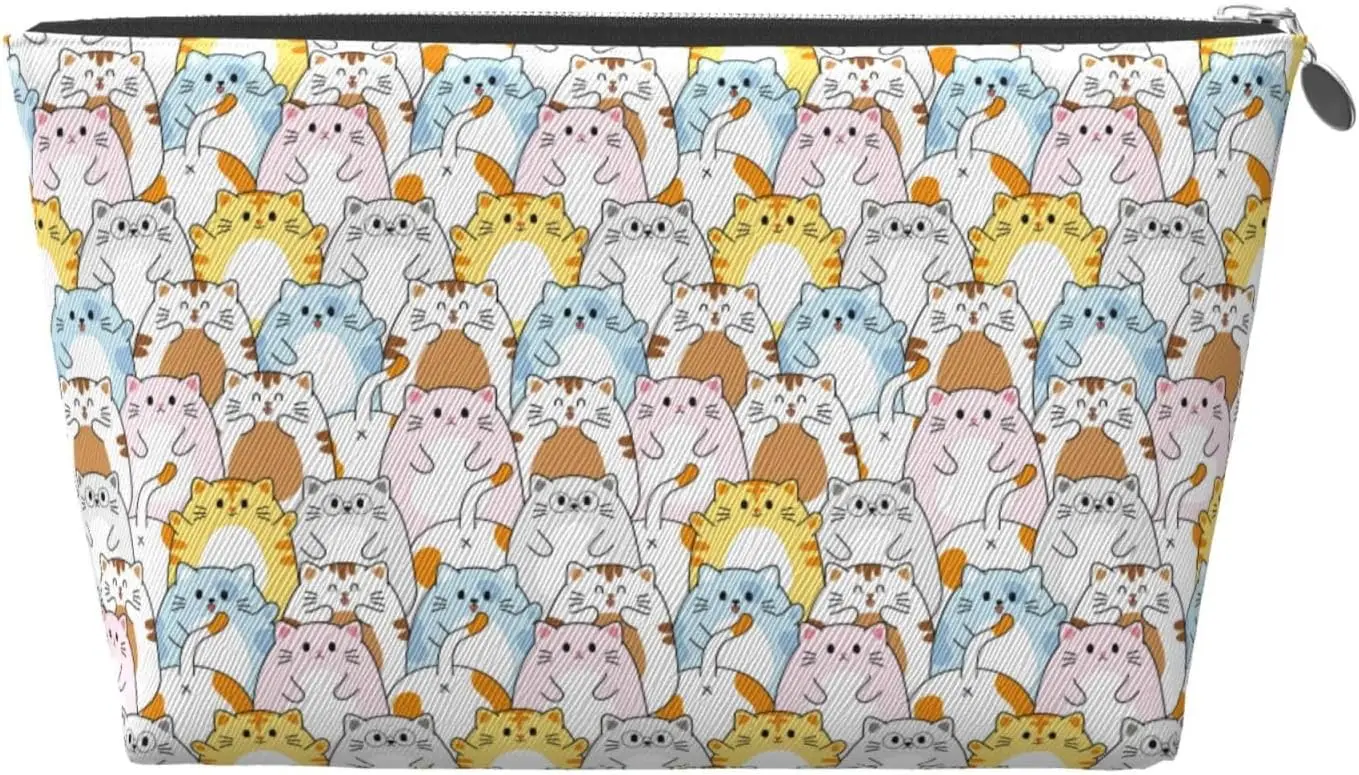 Милая красочная косметичка с рисунком кота женские дорожные туалетные