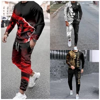 3d fashion lion mens 2 piece set tracksuits 3d print long sleeve t shirt set streetwear casual male oversize men tshirt suit