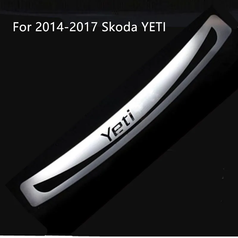 

Stainless Steel car Rear Bumper Protector Sill Trunk Rear guard Tread Plate Pedals Car Styling for 2014-2017 Skoda YETI