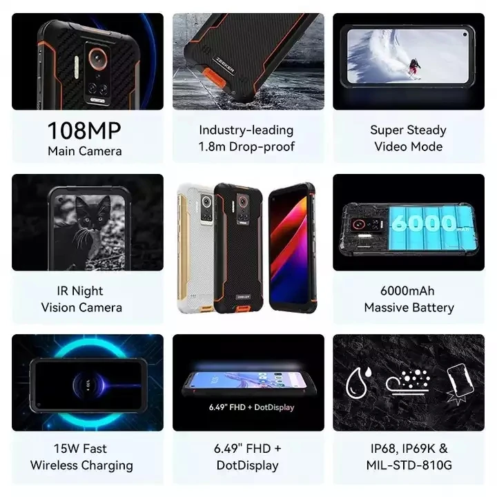 Global version ZEEKER P10 108MP IP69K Waterproof NFC Smartphone android 11 6GB+128GB 6000mAh IR Night Vision 4G Mobile phone