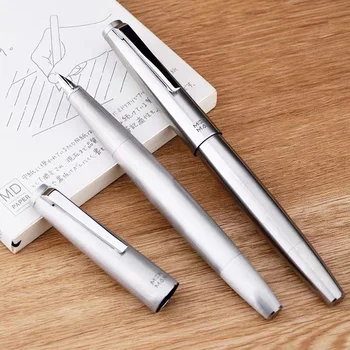 MAJOHN Ti500 Piston Fountain Pen Titanium Alloy Fine Nib 0.5mm Bright Silver Matte Silver Office supplies Business Writing Pen 2