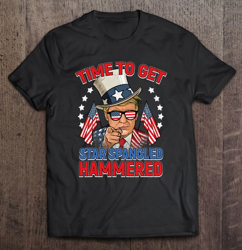 

Trump 4Th Of July Shirt Star Spangled Hammered Drinking Tee T Shirt Manga Men T-Shirt Men's Clothes Shirts For Men Clothes Men