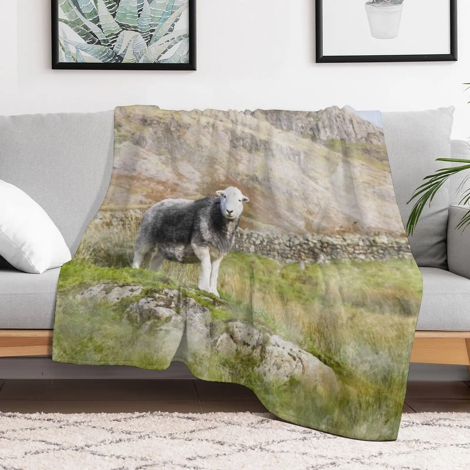 Herdwick овечье пейзажное акварельное одеяло для фотографий плюшевое роскошное