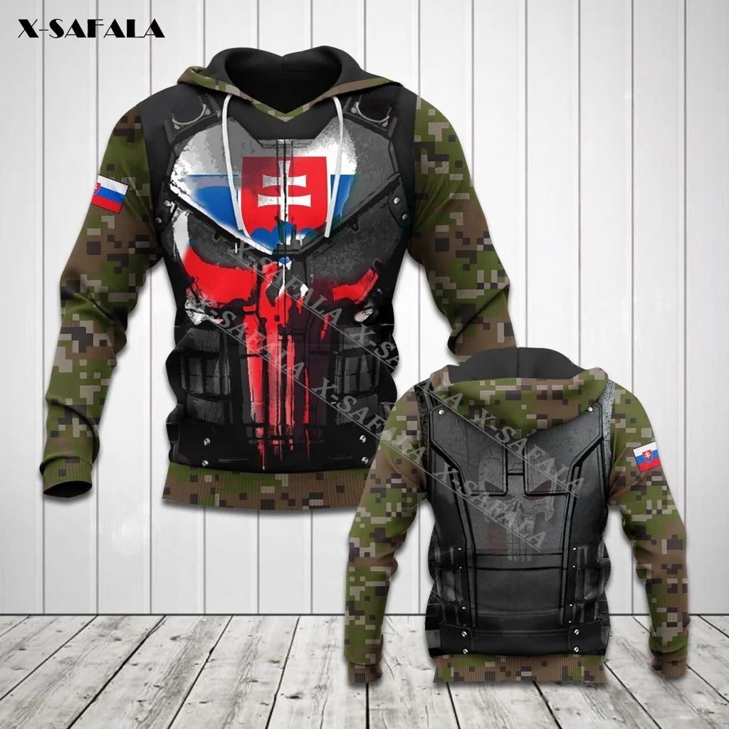 Толстовка мужская на молнии с 3D-принтом худи со словацким флагом Словакией