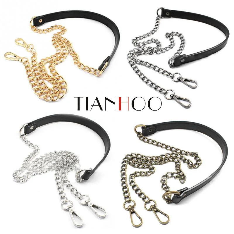 2022 Bag Chain Women's Bag Strap Replacement Metal + PU Leather Strap for DIY Handbag Shoulder Bag 10pcs 120cm