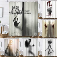 naked women shadow waterproof polyester fabric shower curtain horror bathroom curtains sets carpet toilet cover bath rug mat pad