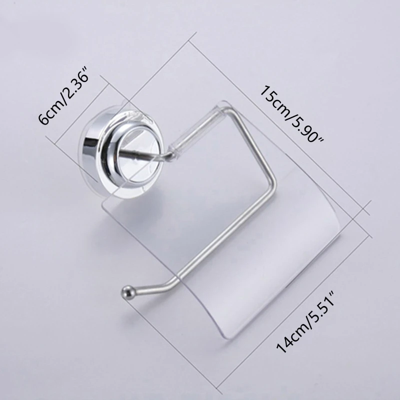 

N0HB Vacuum Suction Cup Roll Paper Holder Silver Metal Tissue Rack Bathroom WC Toilet Wall Mounted Storage Shelf Home Decor