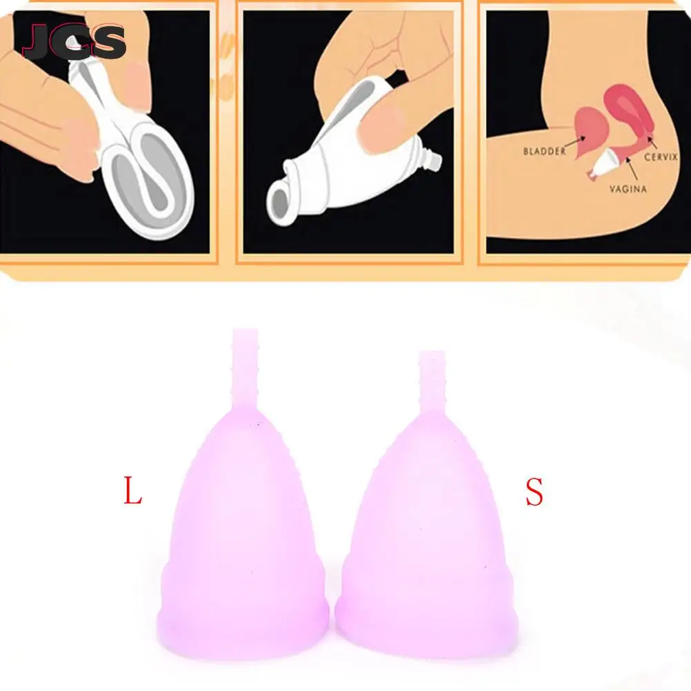 

2Pcs Medical Silicone Menstrual Cup Lady Women Period Cup Feminine Hygiene Menstrual Silicone Cup Colletor Copita