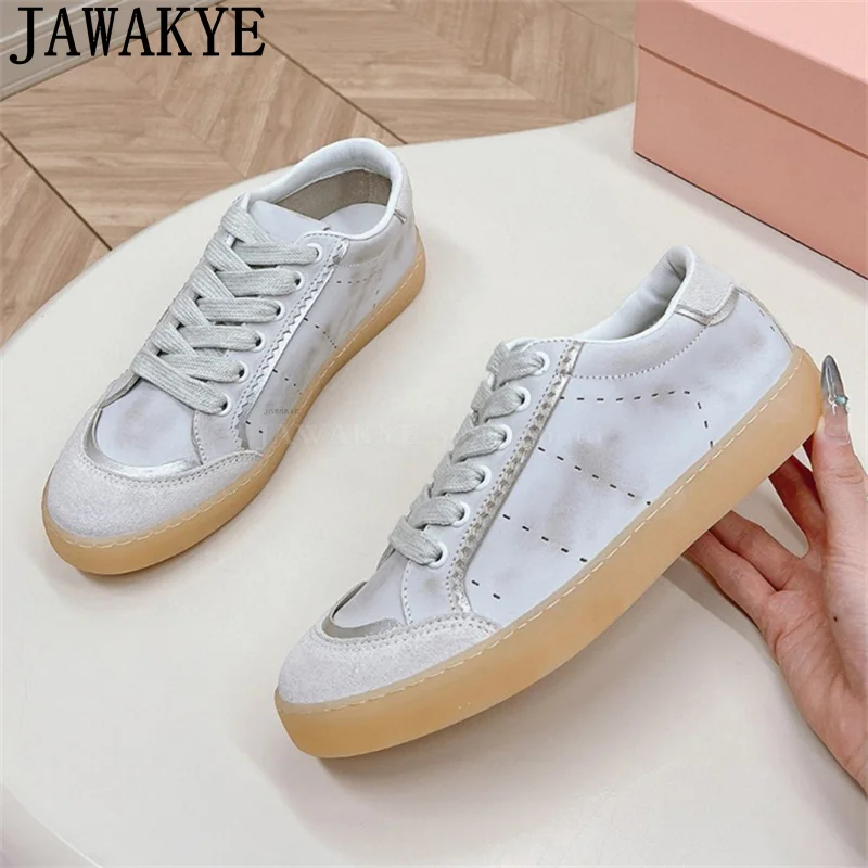 Разноцветные женские ботинки со шнуровкой на плоской подошве