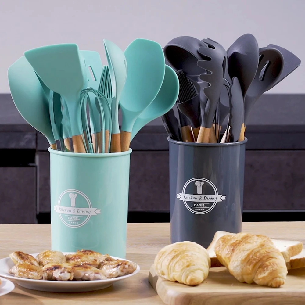 Антипригарная термостойкая ручка лопатка ложка силиконовая кухонная посуда