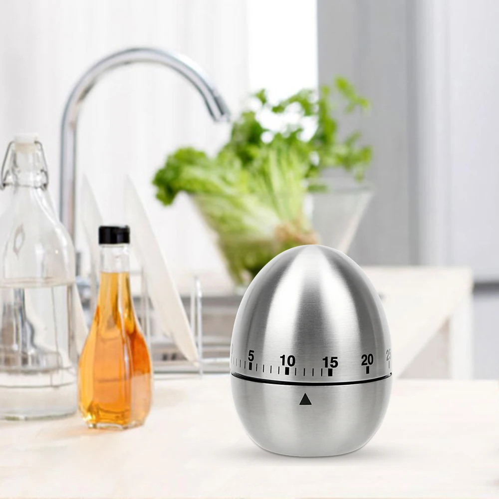 Cooking Tools Kitchen Oven Bake Timer Stainless Steel Egg 60 Minutes Mechanical Alarm Time Clock Counting