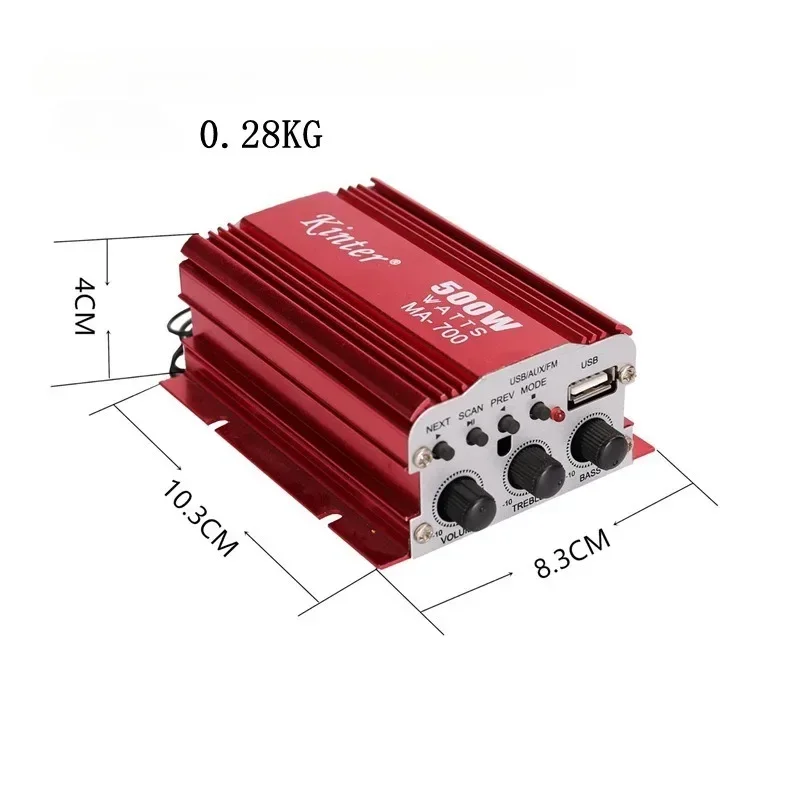 for Kinter MA-700 Auto Car 2 Channels Audio AMP Amplifier Support USB MP3 FM Input with Remote Control Motorcycle Boat
